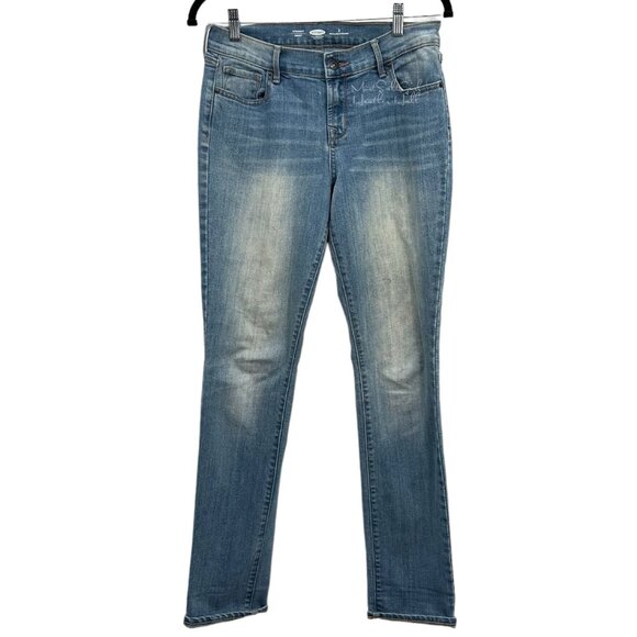 Old Navy Medium Wash Straight Leg Denim Jeans Size 27 - Picture 1 of 6